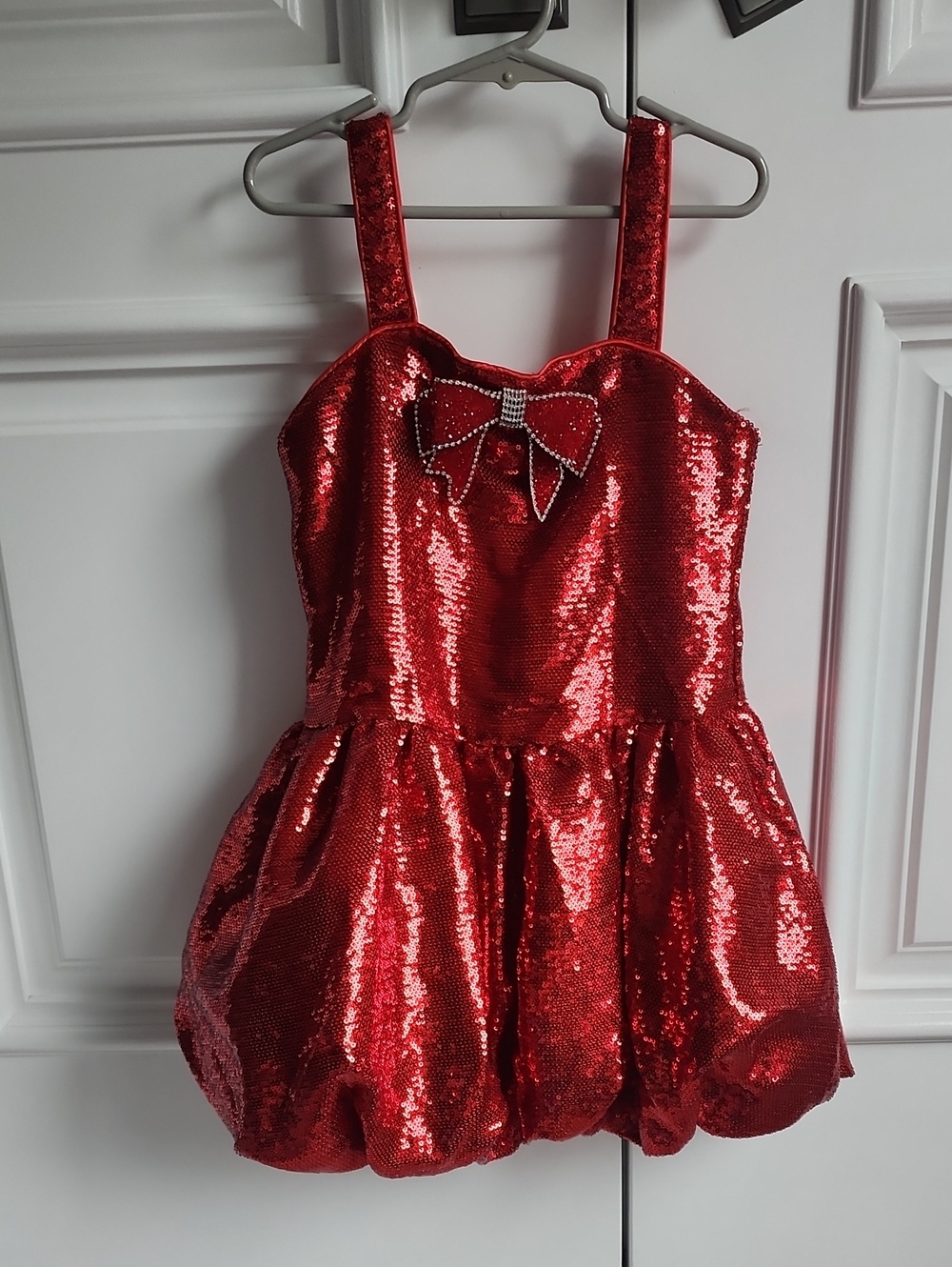 lola Bright Red Satin Dress Label Detail
